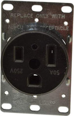 Cooper Wiring Devices - 250 VAC, 50 Amp, 6-50R NEMA Configuration, Black, Specification Grade, Self Grounding Single Receptacle - 1 Phase, 2 Poles, 3 Wire, Flush Mount, Corrosion Resistant - Apex Tool & Supply