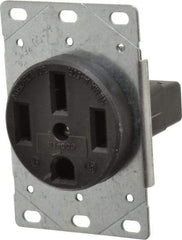 Cooper Wiring Devices - 125/250 VAC, 50 Amp, 14-50R NEMA Configuration, Black, Industrial Grade, Ungrounded Single Receptacle - 1 Phase, 3 Poles, 3 Wire, Flush Mount, Corrosion Resistant - Apex Tool & Supply