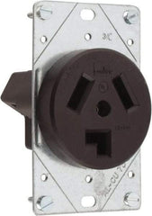 Cooper Wiring Devices - 125/250 VAC, 30 Amp, 10-30R NEMA Configuration, Brown, Specification Grade, Ungrounded Single Receptacle - 1 Phase, 3 Poles, 3 Wire, Flush Mount, Corrosion Resistant - Apex Tool & Supply