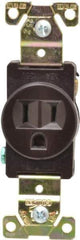 Cooper Wiring Devices - 125 VAC, 20 Amp, 5-20R NEMA Configuration, Brown, Industrial Grade, Self Grounding Single Receptacle - 1 Phase, 2 Poles, 3 Wire, Flush Mount, Chemical, Heat and Impact Resistant - Apex Tool & Supply