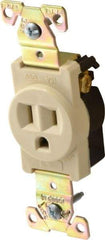 Cooper Wiring Devices - 125 VAC, 20 Amp, 5-20R NEMA Configuration, Ivory, Industrial Grade, Self Grounding Single Receptacle - 1 Phase, 2 Poles, 3 Wire, Flush Mount, Chemical, Heat and Impact Resistant - Apex Tool & Supply