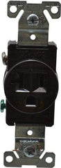 Cooper Wiring Devices - 125 VAC, 20 Amp, 5-20R NEMA Configuration, Brown, Industrial Grade, Self Grounding Single Receptacle - 1 Phase, 2 Poles, 3 Wire, Flush Mount, Chemical, Heat and Impact Resistant - Apex Tool & Supply
