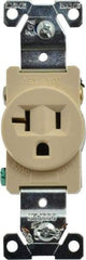 Cooper Wiring Devices - 125 VAC, 20 Amp, 5-20R NEMA Configuration, Ivory, Industrial Grade, Self Grounding Single Receptacle - 1 Phase, 2 Poles, 3 Wire, Flush Mount, Chemical, Heat and Impact Resistant - Apex Tool & Supply
