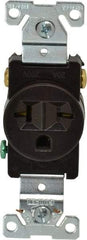 Cooper Wiring Devices - 250 VAC, 20 Amp, 6-20R NEMA Configuration, Brown, Industrial Grade, Self Grounding Single Receptacle - 1 Phase, 2 Poles, 3 Wire, Flush Mount, Chemical, Heat and Impact Resistant - Apex Tool & Supply
