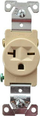 Cooper Wiring Devices - 250 VAC, 20 Amp, 6-20R NEMA Configuration, Ivory, Industrial Grade, Self Grounding Single Receptacle - 1 Phase, 2 Poles, 3 Wire, Flush Mount, Chemical, Heat and Impact Resistant - Apex Tool & Supply