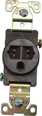 Cooper Wiring Devices - 250 VAC, 15 Amp, 6-15R NEMA Configuration, Brown, Industrial Grade, Self Grounding Single Receptacle - 1 Phase, 2 Poles, 3 Wire, Flush Mount, Chemical, Heat and Impact Resistant - Apex Tool & Supply