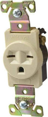 Cooper Wiring Devices - 250 VAC, 15 Amp, 6-15R NEMA Configuration, Ivory, Industrial Grade, Self Grounding Single Receptacle - 1 Phase, 2 Poles, 3 Wire, Flush Mount, Chemical, Heat and Impact Resistant - Apex Tool & Supply