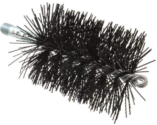 Schaefer Brush - 5" Brush Length, 3-1/2" Diam, Nylon Single Stem, Single Spiral Tube Brush - 7-1/4" Long, Nylon, 1/4" NPSM Male Connection - Apex Tool & Supply