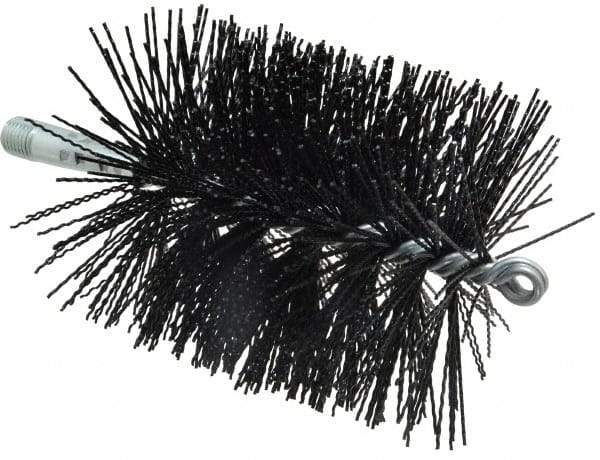 Schaefer Brush - 5" Brush Length, 4" Diam, Nylon Single Stem, Single Spiral Tube Brush - 7-1/4" Long, Nylon, 1/4" NPSM Male Connection - Apex Tool & Supply