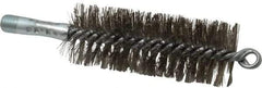 Schaefer Brush - 4-1/2" Brush Length, 1-3/4" Diam, Double Stem, Double Spiral Tube Brush - 7-1/4" Long, Stainless Steel, 1/4" NPSM Male Connection - Apex Tool & Supply