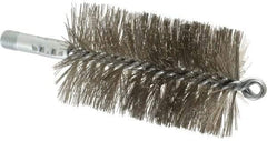 Schaefer Brush - 4-1/2" Brush Length, 2-3/4" Diam, Double Stem, Double Spiral Tube Brush - 7-1/4" Long, Stainless Steel, 1/4" NPSM Male Connection - Apex Tool & Supply