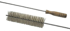 Schaefer Brush - 2-1/8" Diam, 7" Bristle Length, Boiler & Furnace Crimped Brass Brush - Standard Wood Handle, 48" OAL - Apex Tool & Supply