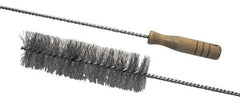 Schaefer Brush - 2-1/8" Diam, 7" Bristle Length, Boiler & Furnace Stainless Steel Brush - Standard Wood Handle, 48" OAL - Apex Tool & Supply