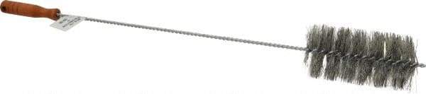 Schaefer Brush - 3" Diam, 6" Bristle Length, Boiler & Furnace Fiber Brush - Standard Wood Handle, 27" OAL - Apex Tool & Supply