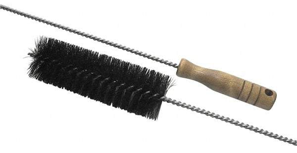 Schaefer Brush - 2" Diam, 6" Bristle Length, Boiler & Furnace Fiber & Hair Brush - Standard Wood Handle, 27" OAL - Apex Tool & Supply