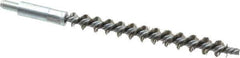Schaefer Brush - 4" Brush Length, 7/16" Diam, Double Stem, Single Spiral Tube Brush - 6-1/4" Long, Stainless Steel, 1/4-28 Male Connection - Apex Tool & Supply