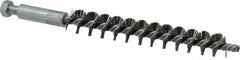 Schaefer Brush - 4" Brush Length, 9/16" Diam, Double Stem, Single Spiral Tube Brush - 6-1/4" Long, Stainless Steel, 1/4-28 Male Connection - Apex Tool & Supply