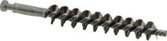 Schaefer Brush - 4" Brush Length, 3/4" Diam, Double Stem, Single Spiral Tube Brush - 6-1/4" Long, Stainless Steel, 1/4-28 Male Connection - Apex Tool & Supply