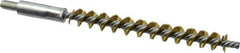Schaefer Brush - 4" Brush Length, 7/16" Diam, Double Stem, Single Spiral Tube Brush - 6-1/4" Long, Brass, 1/4-28 Male Connection - Apex Tool & Supply