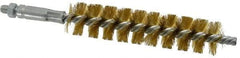 Schaefer Brush - 4" Brush Length, 7/8" Diam, Double Stem, Single Spiral Tube Brush - 6-1/4" Long, Brass, 1/4-28 Male Connection - Apex Tool & Supply