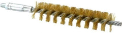 Schaefer Brush - 4" Brush Length, 15/16" Diam, Double Stem, Single Spiral Tube Brush - 6-1/4" Long, Brass, 1/4-28 Male Connection - Apex Tool & Supply
