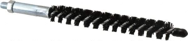 Schaefer Brush - 4" Brush Length, 9/16" Diam, Nylon Single Stem, Single Spiral Condenser Tube Brush - 6-1/4" Long, Nylon, 1/4-28 Male Connection - Apex Tool & Supply