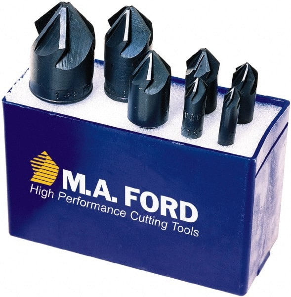 M.A. Ford - 7 Piece, 1/4 to 1" Head Diam, 120° Included Angle, Single End Countersink Set - Apex Tool & Supply
