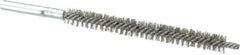 Schaefer Brush - 3" Brush Length, 5/16" Diam, Double Stem, Double Spiral Tube Brush - 4-3/4" Long, Stainless Steel, 8-32 Female Connection - Apex Tool & Supply