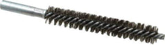 Schaefer Brush - 4" Brush Length, 11/16" Diam, Double Stem, Double Spiral Tube Brush - 6" Long, Stainless Steel, 12-24 Female Connection - Apex Tool & Supply
