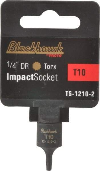 Blackhawk by Proto - 1/4" Drive, T10 Impact Torx Bit Socket - 1" OAL - Apex Tool & Supply