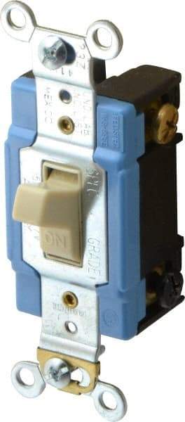 Cooper Wiring Devices - 2 Pole, 120 to 277 VAC, 15 Amp, Industrial Grade, Toggle, Wall and Dimmer Light Switch - 1.3 Inch Wide x 4.19 Inch High, Fluorescent - Apex Tool & Supply