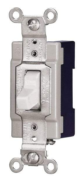 Cooper Wiring Devices - 3 Pole, 120 to 277 VAC, 15 Amp, Industrial Grade, Toggle, Wall and Dimmer Light Switch - 1.31 Inch Wide x 3.28 Inch High - Apex Tool & Supply