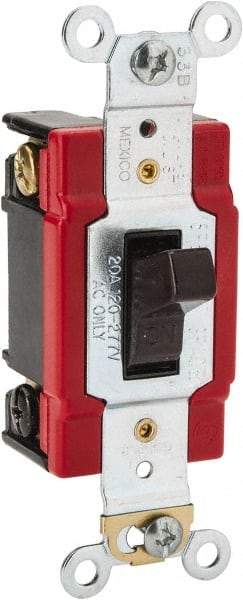 Cooper Wiring Devices - 1 Pole, 120 to 277 VAC, 20 Amp, Industrial Grade, Toggle, Wall and Dimmer Light Switch - 1.3 Inch Wide x 4.19 Inch High, Fluorescent - Apex Tool & Supply