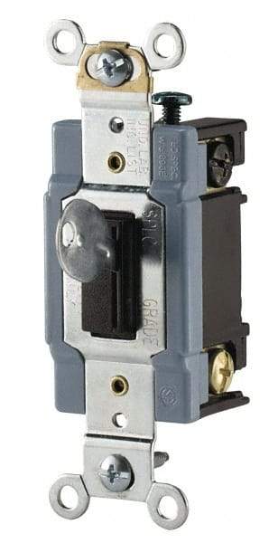 Cooper Wiring Devices - 3 Pole, 120 to 277 VAC, 15 Amp, Industrial Grade, Toggle, Wall and Dimmer Light Switch - 1.31 Inch Wide x 3.28 Inch High - Apex Tool & Supply