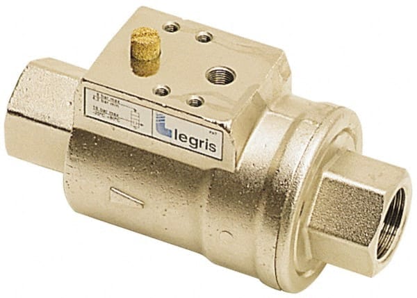Legris - Air-Actuated Axial Valves Pipe Size: 1-1/2 (Inch) End Connections: FBSPPxFBSPP - Apex Tool & Supply