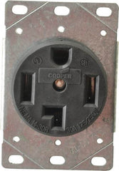 Cooper Wiring Devices - 125/250 VAC, 30 Amp, 14-30R NEMA Configuration, Black, Specification Grade, Ungrounded Single Receptacle - 1 Phase, 3 Poles, 3 Wire, Flush Mount, Corrosion Resistant - Apex Tool & Supply