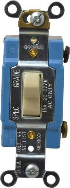 Cooper Wiring Devices - 1 Pole, 120 to 277 Volt, 120 to 277 VAC, 15 Amp, Industrial Grade, Toggle, Wall and Dimmer Light Switch - 1.31 Inch Wide x 3.28 Inch High - Apex Tool & Supply