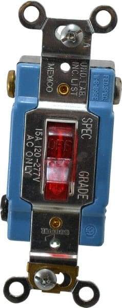 Cooper Wiring Devices - 1 Pole, 120 to 277 VAC, 15 Amp, Industrial Grade, Toggle, Wall and Dimmer Light Switch - 1.31 Inch Wide x 3.28 Inch High - Apex Tool & Supply