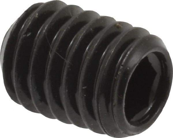 Made in USA - 3/8-16 UNC, 1/2" Length Under Head, Cup Point Set Screw - Grade 8 Alloy Steel, 3/16" Key - Apex Tool & Supply