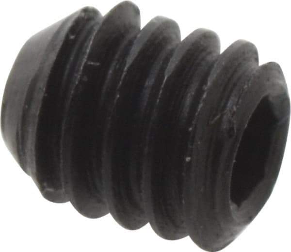 Made in USA - #4-48 UNF, 1/8" Length Under Head, Cup Point Set Screw - Grade 8 Alloy Steel, 0.05" Key - Apex Tool & Supply