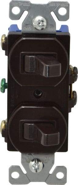 Cooper Wiring Devices - 1 Pole, 120/277 VAC, 15 Amp, Flush Mounted, Duplex Switch - NonNEMA Configuration, 2 Switch, Back Side Wiring, cULus Listed, NOM 426, RoHS Compliant Standard - Apex Tool & Supply
