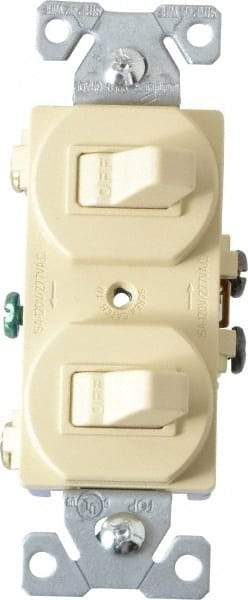 Cooper Wiring Devices - 1 Pole, 120/277 VAC, 15 Amp, Flush Mounted, Duplex Switch - NonNEMA Configuration, 2 Switch, Back Side Wiring, cULus Listed, NOM 426, RoHS Compliant Standard - Apex Tool & Supply