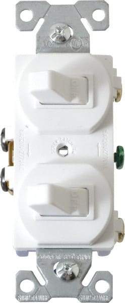 Cooper Wiring Devices - 1 Pole, 120/277 VAC, 15 Amp, Flush Mounted, Duplex Switch - NonNEMA Configuration, 2 Switch, Back Side Wiring, cULus Listed, NOM 426, RoHS Compliant Standard - Apex Tool & Supply