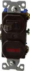 Cooper Wiring Devices - 1 Pole, 120 VAC, 15 Amp, Flush Mounted, Combination Switch with Pilot Light - NonNEMA Configuration, 1 Switch, Back Side Wiring, cULus Listed, RoHS Compliant Standard - Apex Tool & Supply