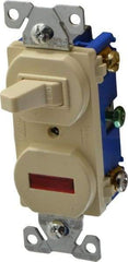 Cooper Wiring Devices - 2 Pole, 120 VAC, 15 Amp, Flush Mounted, Combination Switch with Pilot Light - 7-50 Configuration, 1 Switch, Back Side Wiring, cULus Listed, RoHS Compliant Standard - Apex Tool & Supply