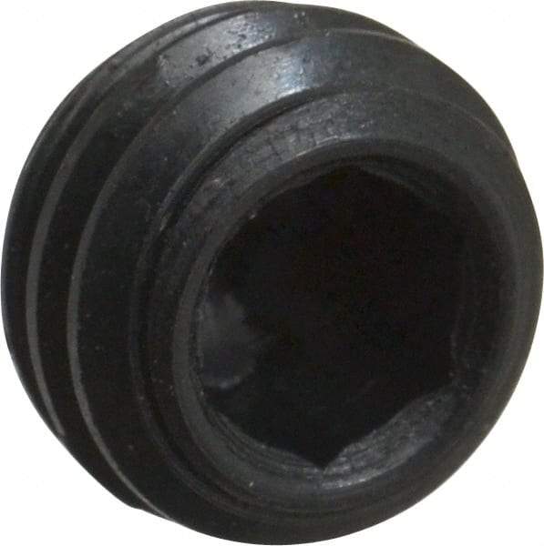 Made in USA - 1/4-28 UNF, 3/16" Length Under Head, Cup Point Set Screw - Grade 8 Alloy Steel, 1/8" Key - Apex Tool & Supply