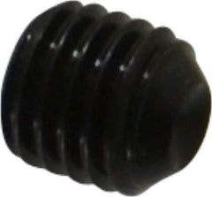 Made in USA - 1/4-28 UNF, 1/4" Length Under Head, Cup Point Set Screw - Grade 8 Alloy Steel, 1/8" Key - Apex Tool & Supply