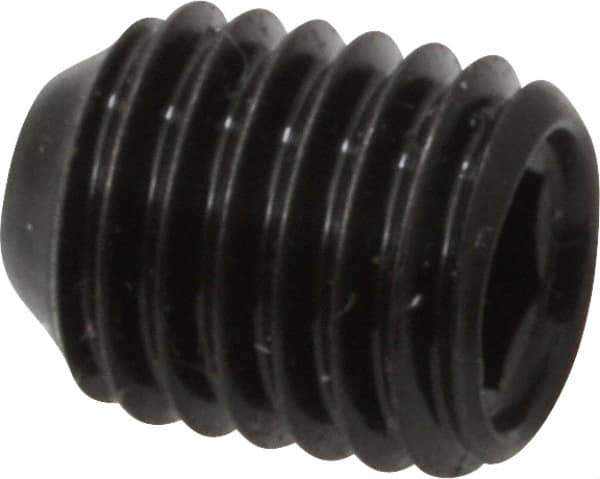 Made in USA - 1/4-28 UNF, 5/16" Length Under Head, Cup Point Set Screw - Grade 8 Alloy Steel, 1/8" Key - Apex Tool & Supply