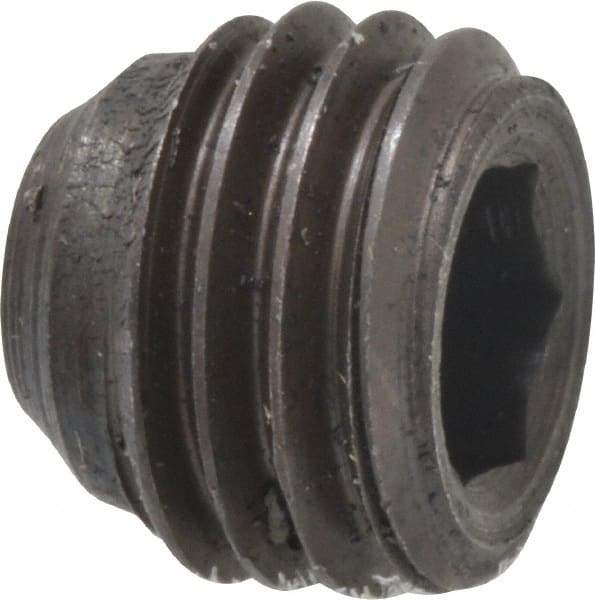 Made in USA - 5/16-24 UNF, 1/4" Length Under Head, Cup Point Set Screw - Grade 8 Alloy Steel, 5/32" Key - Apex Tool & Supply