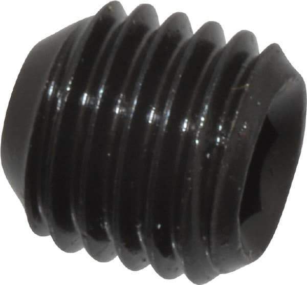 Made in USA - 5/16-24 UNF, 5/16" Length Under Head, Cup Point Set Screw - Grade 8 Alloy Steel, 5/32" Key - Apex Tool & Supply